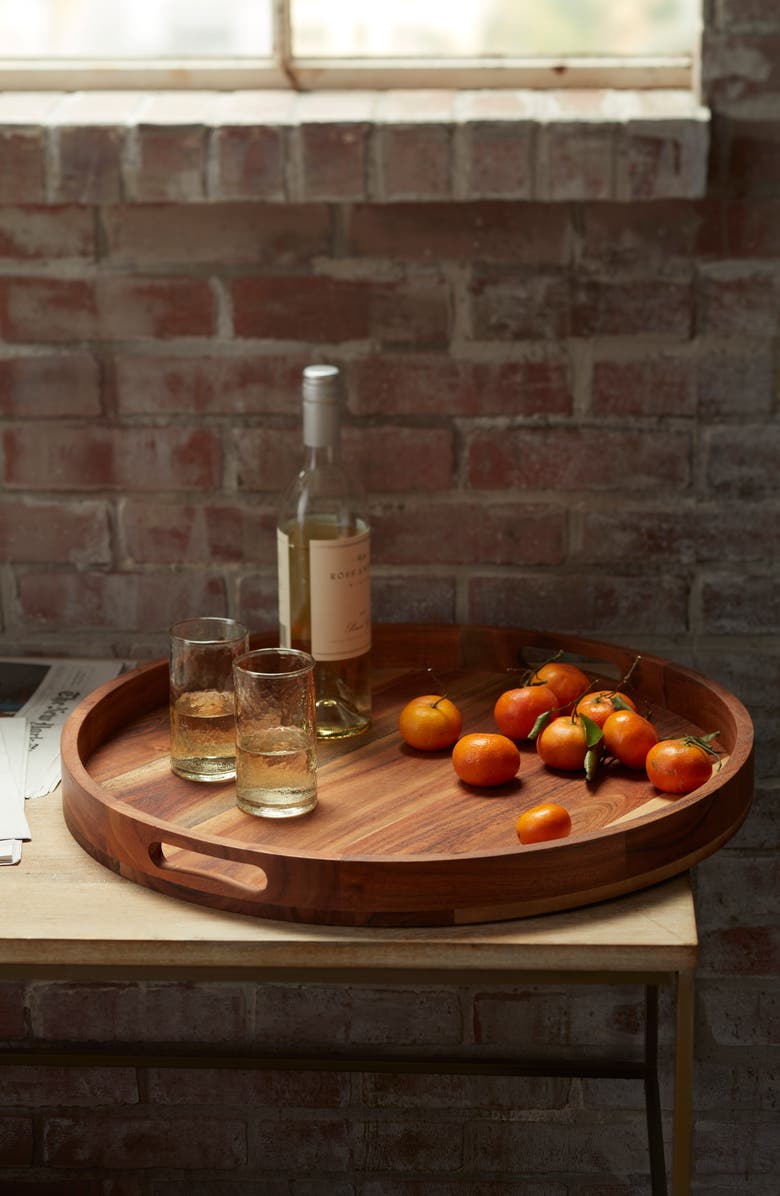 Nordstrom at Home Large Round Acacia Wood Serving Tray, Alternate, color,