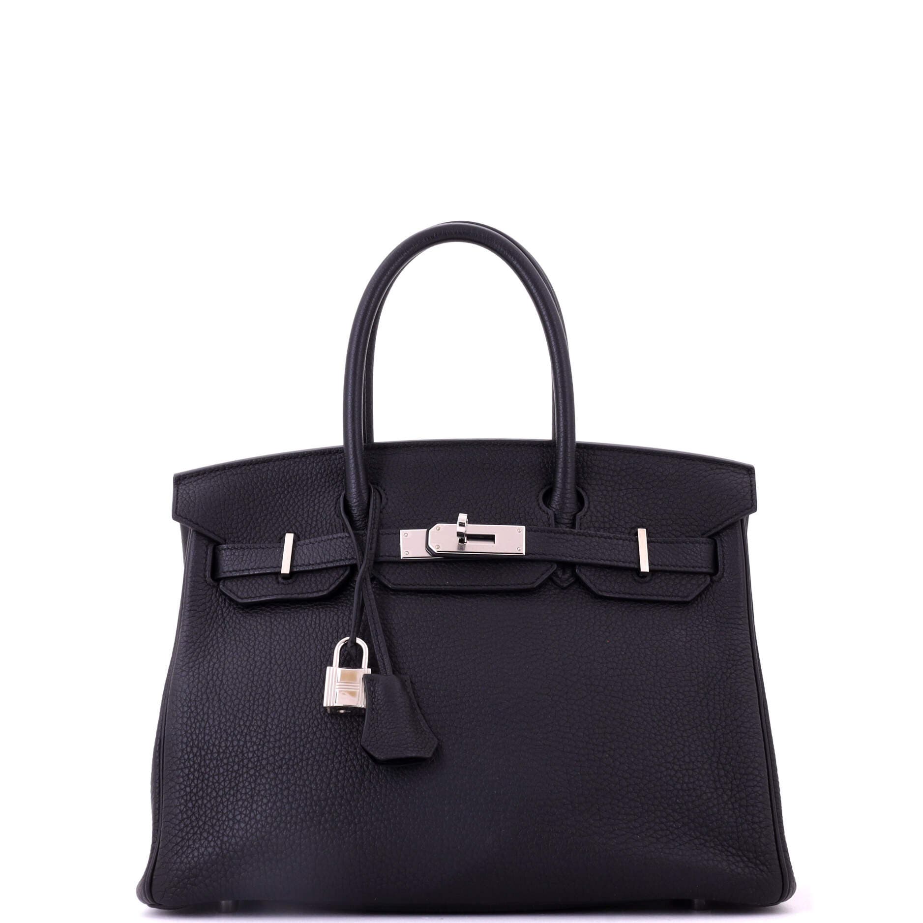 Pre-Owned Hermes Birkin Handbag Black Togo with Palladium Hardware 30, Main, color, Noir