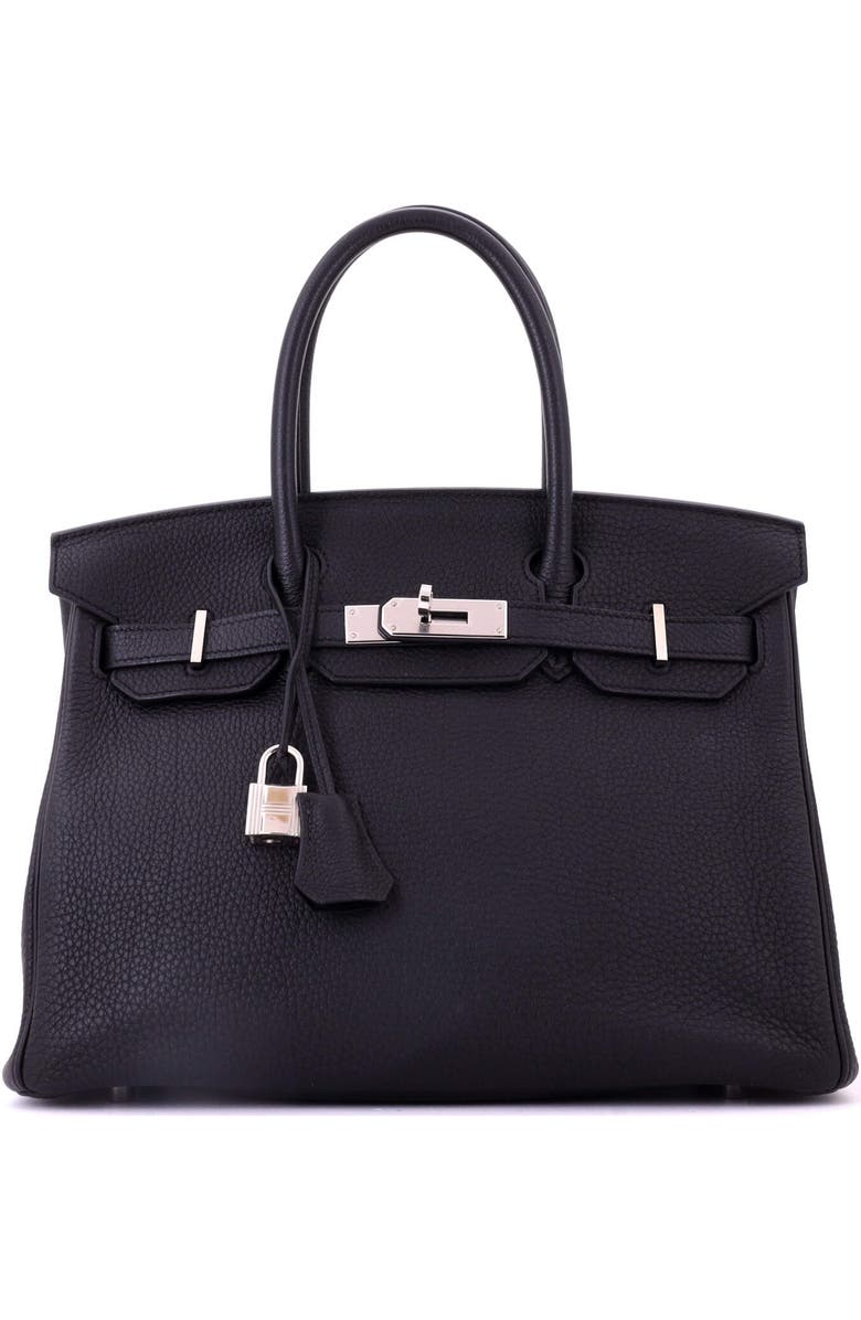 Pre-Owned Hermes Birkin Handbag Black Togo with Palladium Hardware 30, Main, color, Noir