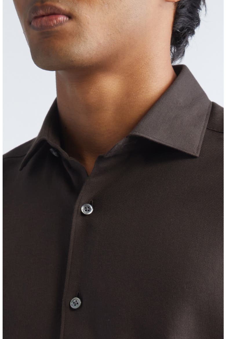 Cashco Cotton & Cashmere Button-Up Shirt, Alternate, color, DARK BROWN