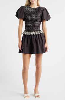 Damson Madder Audrey Smocked Puff Sleeve Organic Cotton Minidress