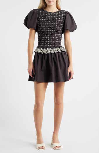 Audrey Smocked Puff Sleeve Organic Cotton Minidress