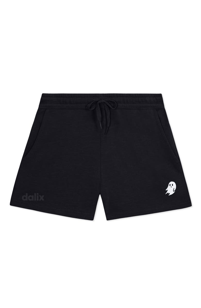 Dalix Womens Ghost Midweight Washed Fleece Shorts, Main, color, Black