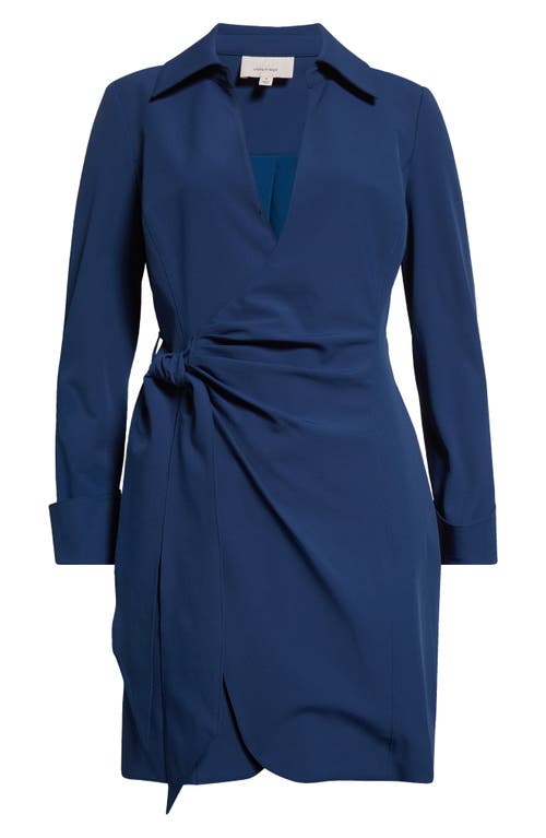 Cinq À Sept Hunter Side Ruched Long Sleeve Wrap Dress In Black