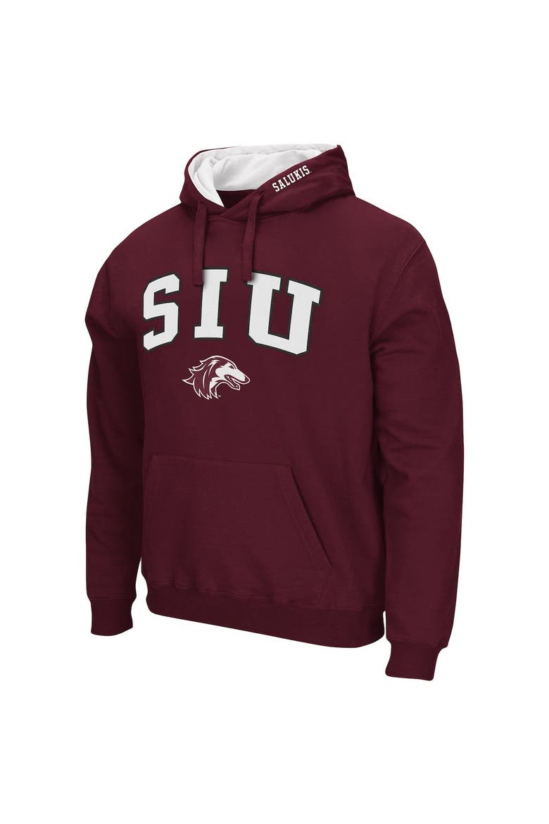 Men's Colosseum Maroon Southern Illinois Salukis Arch and Logo Pullover Hoodie, Alternate, color, Maroon