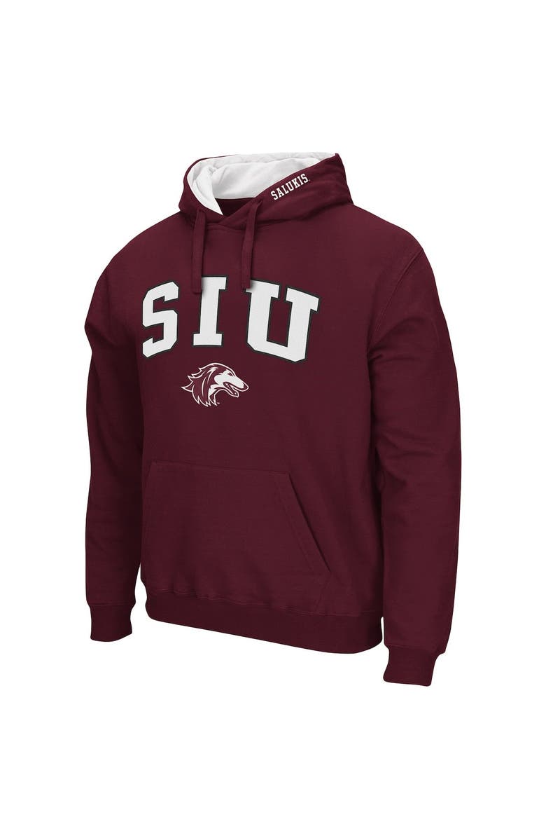 COLOSSEUM Men's Colosseum Maroon Southern Illinois Salukis Arch and Logo Pullover Hoodie, Alternate, color, Maroon
