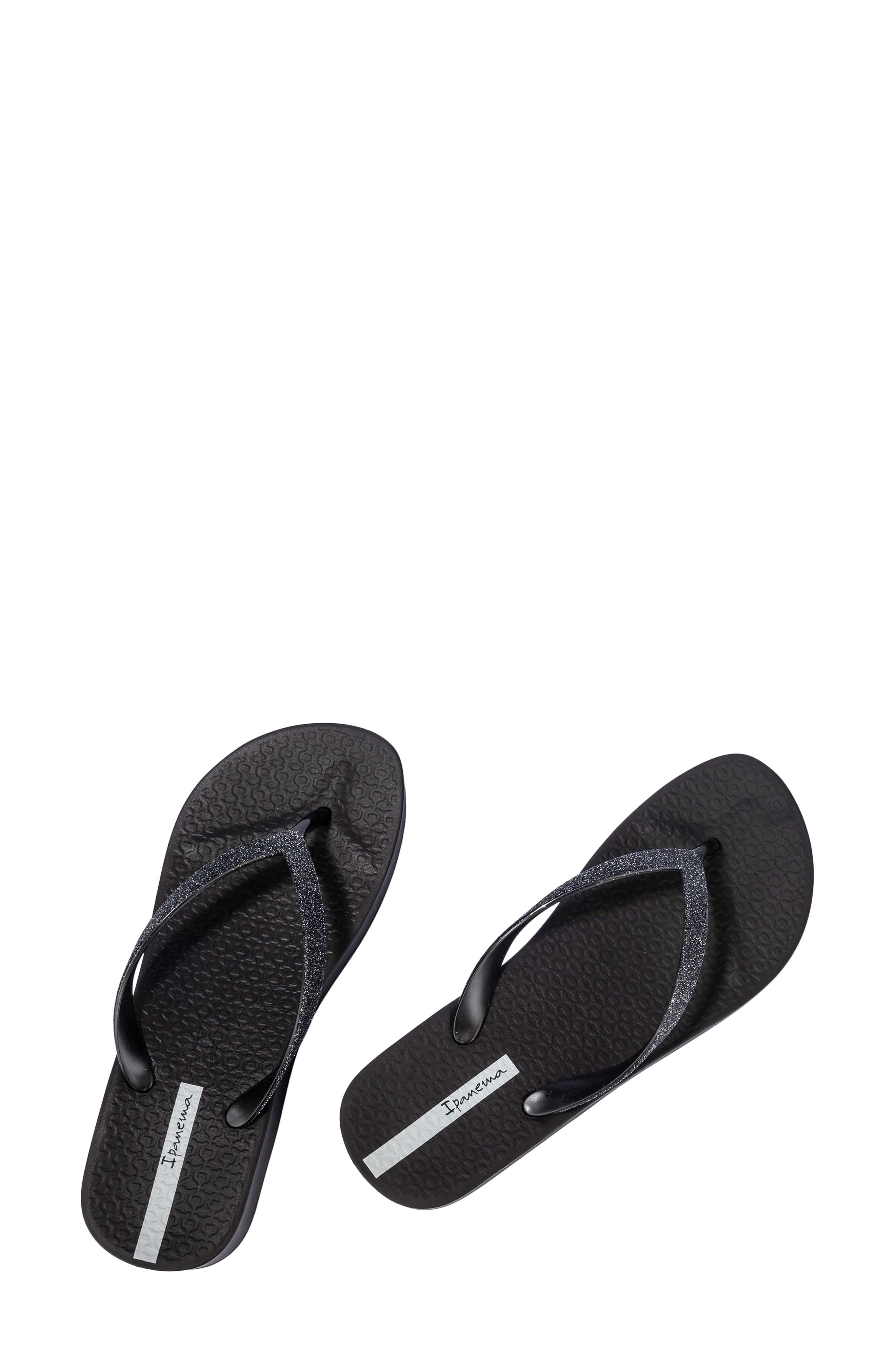 Ipanema Ipa Glitter Wedge Flip Flop, Alternate, color, Black/ Glitter Black
