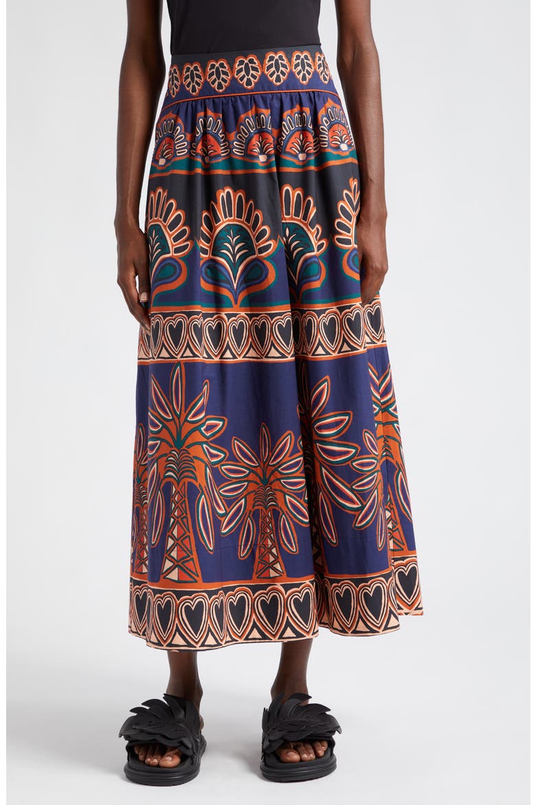 Ainika Tapestry Midi Skirt, Main, color, ORANGE