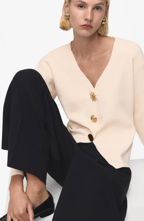 Mango Knit Jacket In Neutral
