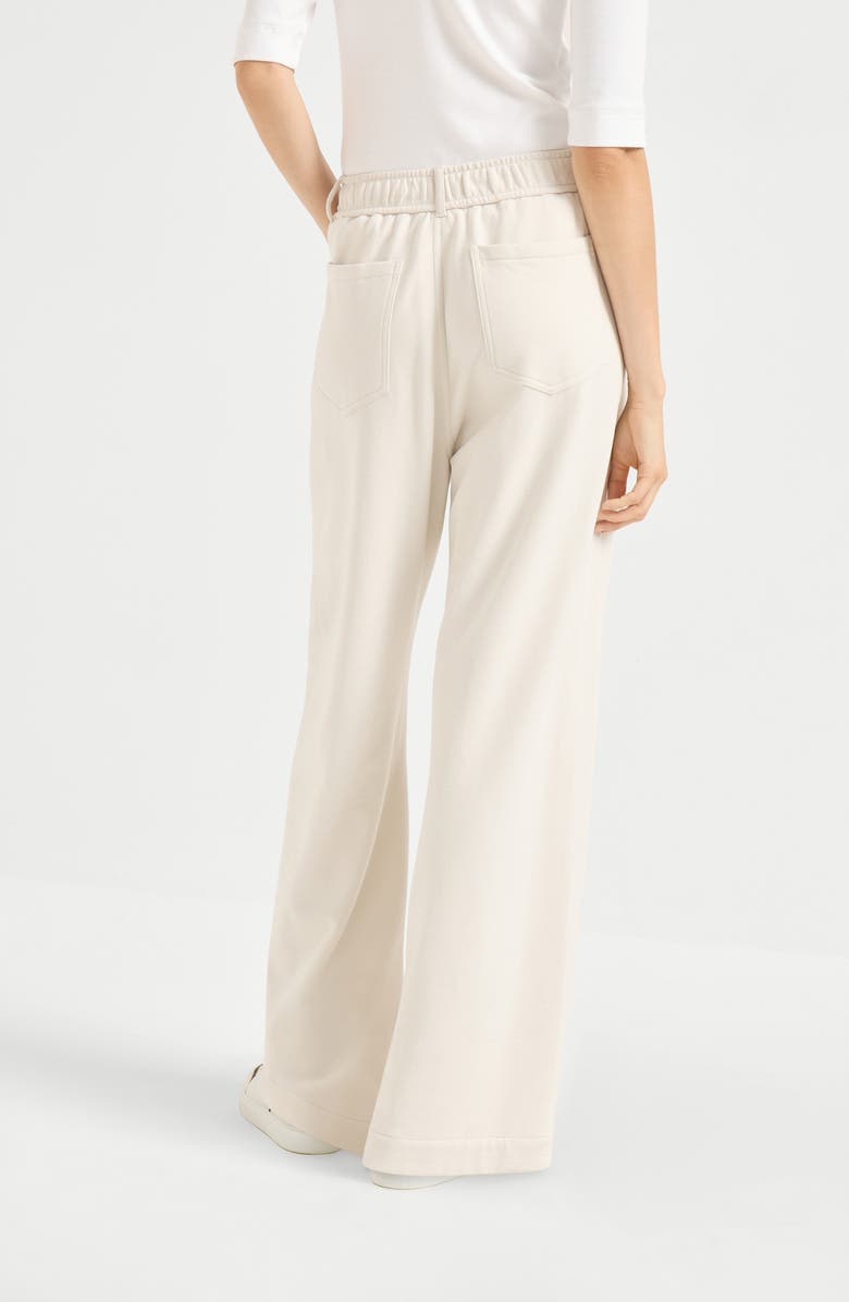 Brunello Cucinelli Smooth French terry trousers, Alternate, color, Milk