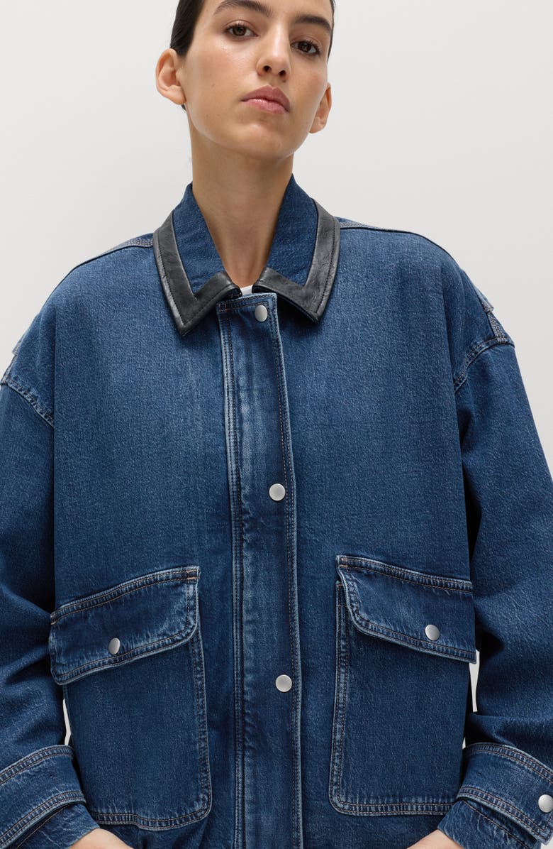 M&S Denim Bomber Jacket, Alternate, color, Medium Indigo Blue