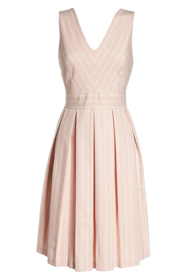 Samantha Slub Stripe Fit & Flare Dress, Alternate, color, PINK/ WHITE