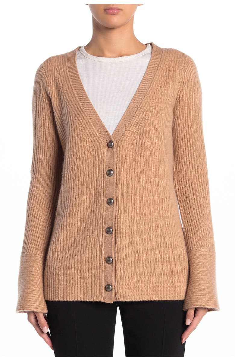 Magaschoni Bell Cuff Cashmere Cardigan, Alternate, color, 