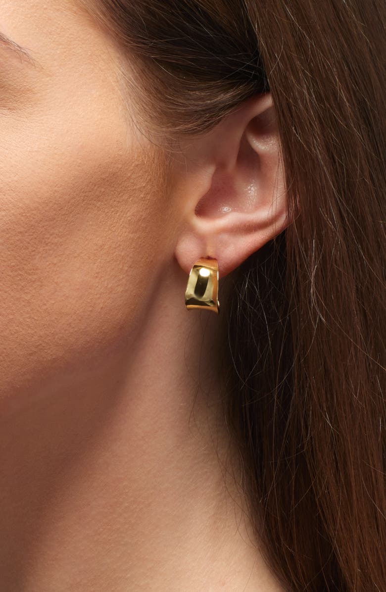 Argento Vivo Sterling Silver Wide Concave Hoop Earrings, Alternate, color, Gold
