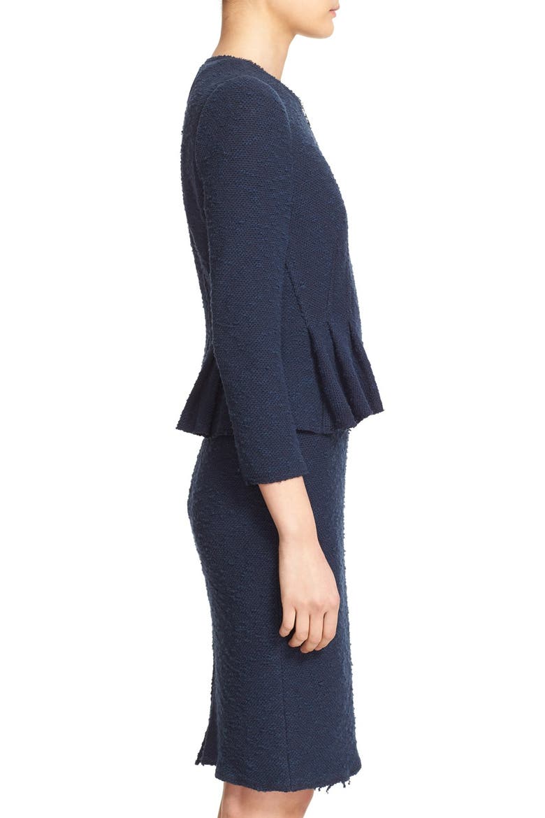 Zip Front Bouclé Tweed Jacket, Alternate, color, NAVY