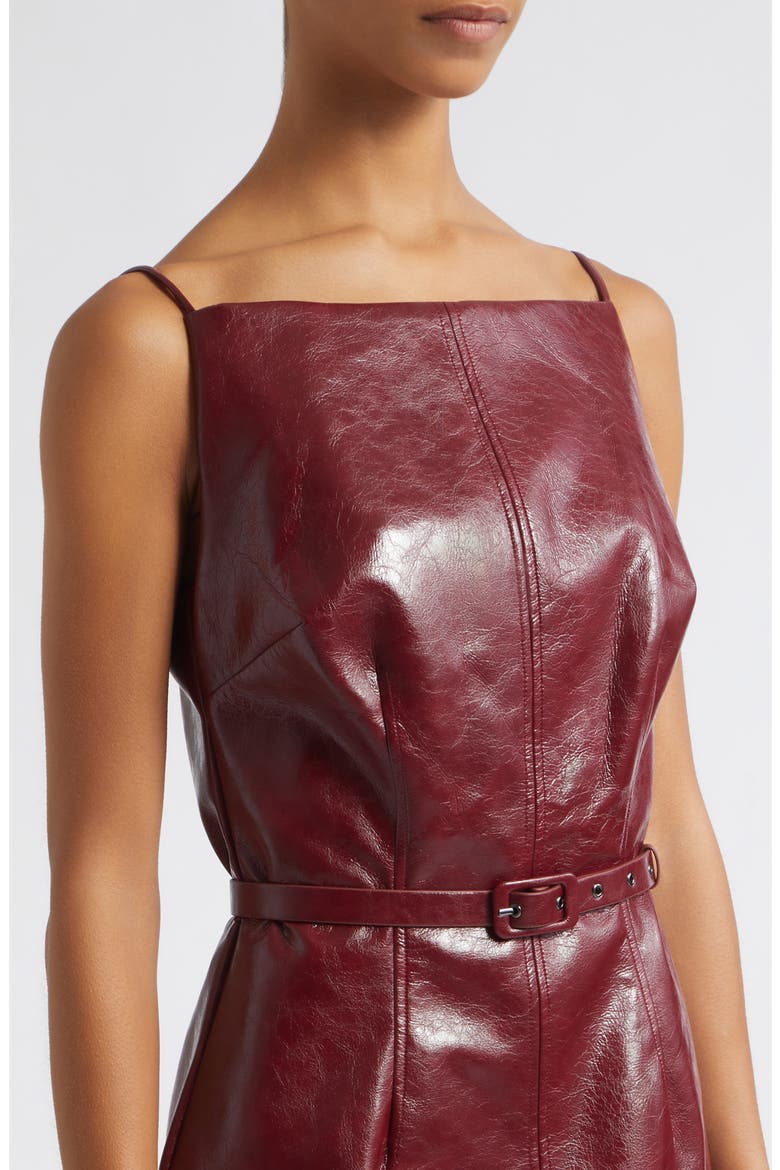 Zivana Bateau Faux Leather Dress, Alternate, color, OXBLOOD