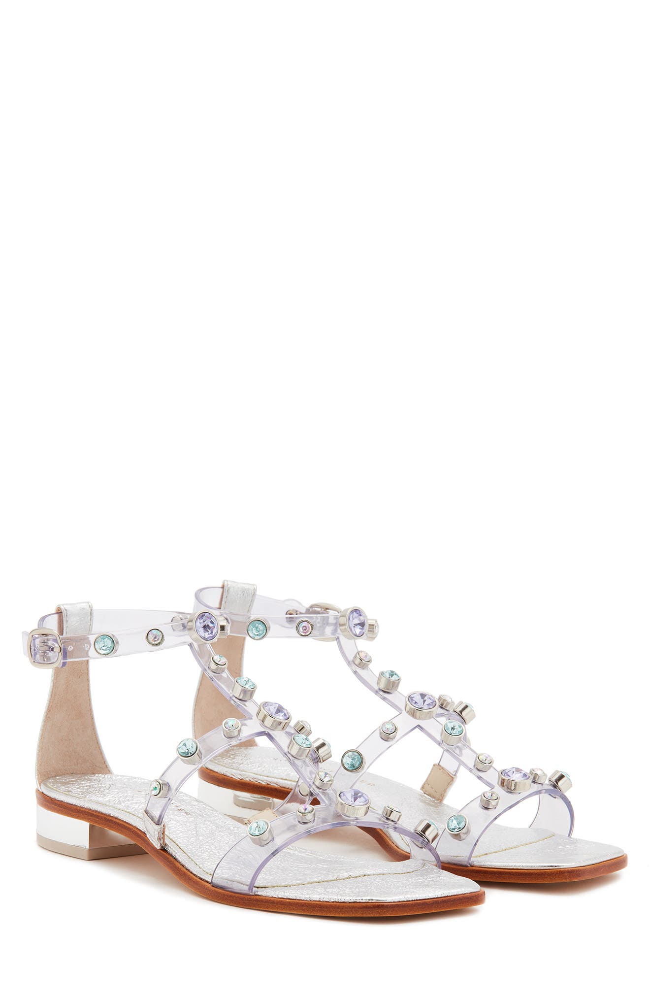 SOPHIA WEBSTER Dina Gem Clear T-Strap Flat Sandal, Main, color, 