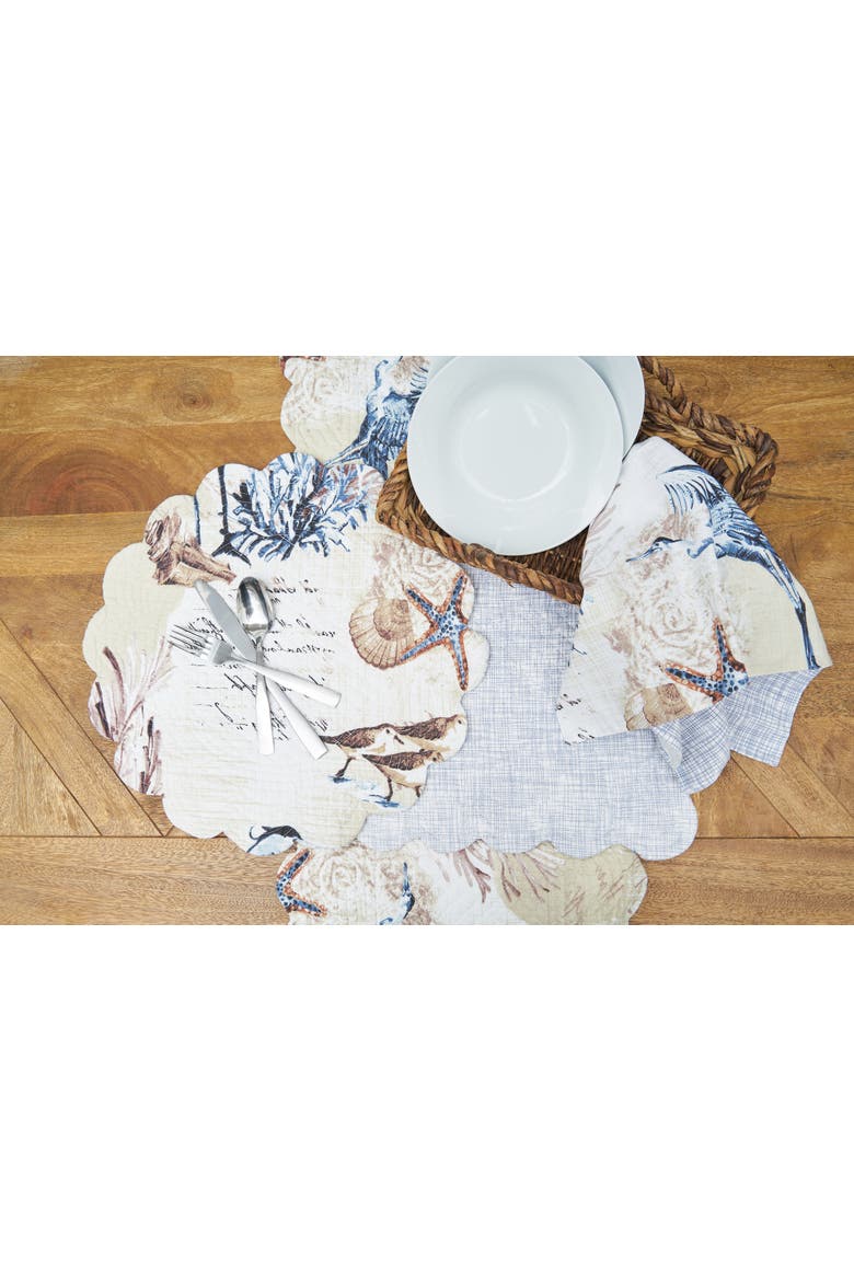 Brunswick Island Cotton Cloth Napkin Machine Washable Set of 6, Alternate, color, Blue