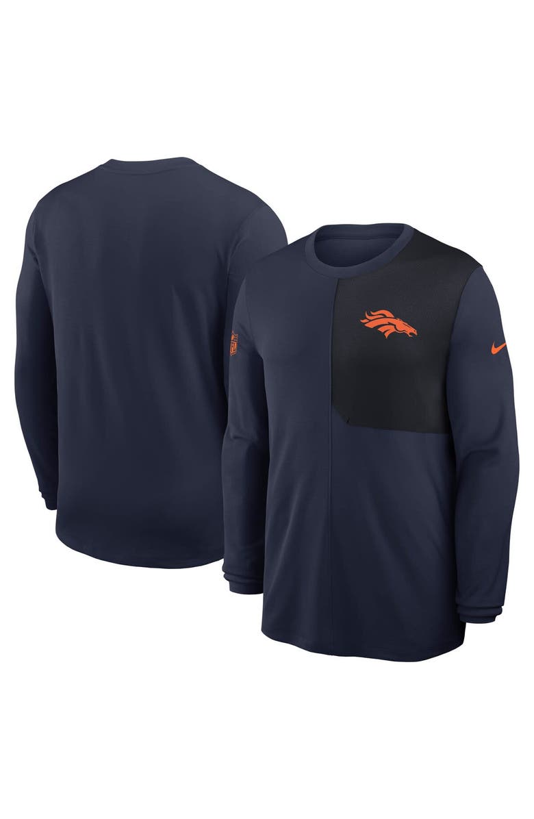Nike Men's Nike Navy Denver Broncos Sideline Coach UV Performance Long Sleeve T-Shirt, Alternate, color, Navy