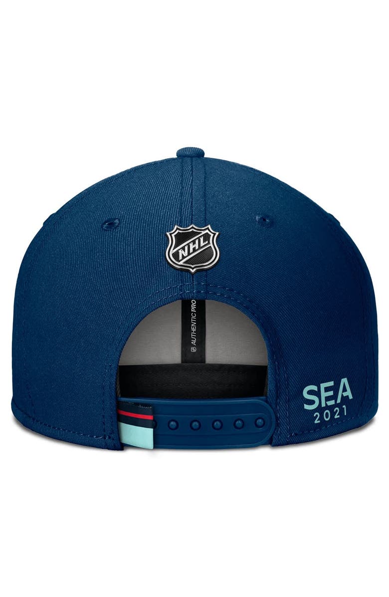 FANATICS Men's Fanatics Deep Sea Blue Seattle Kraken Authentic Pro Prime Snapback Hat, Alternate, color, Navy