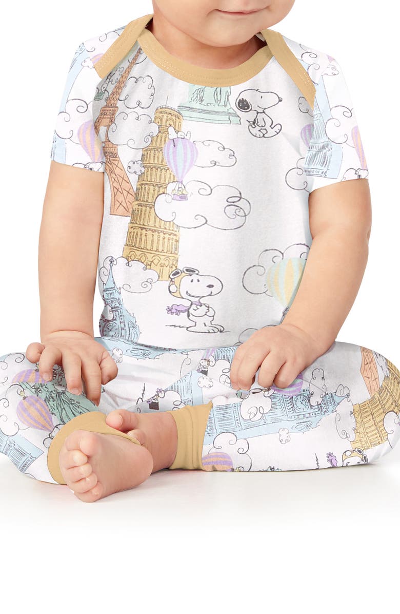 BedHead Pajamas x Peanuts<sup>®</sup> Print Fitted Stretch Organic Cotton Two-Piece Pajamas, Main, color,