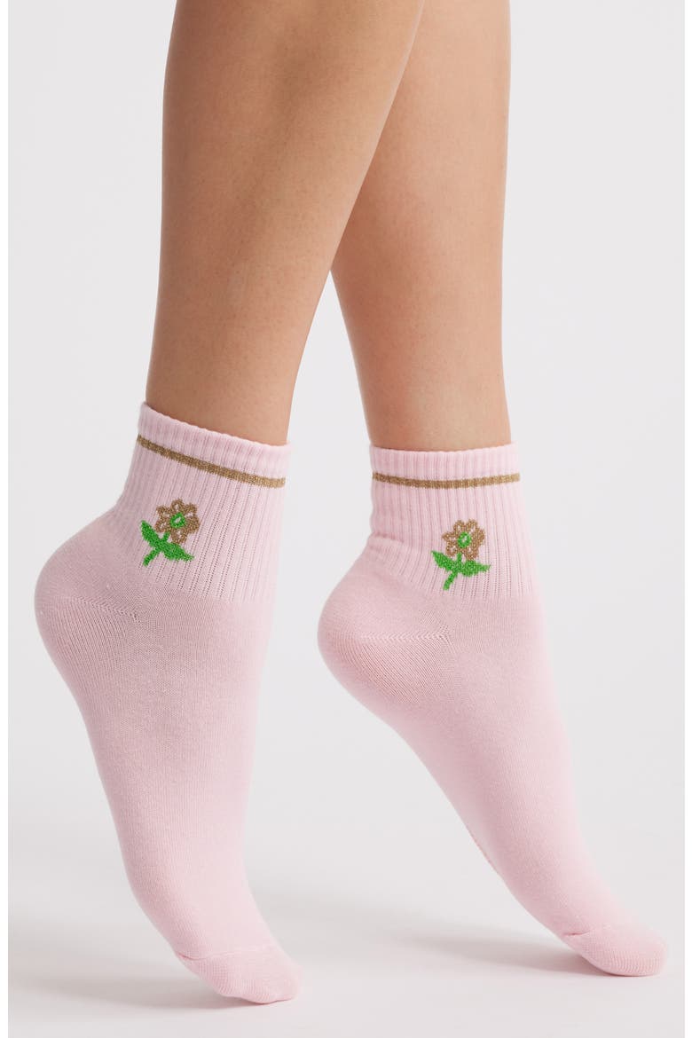 Wildflower Embroidered Ankle Socks, Main, color, PINK