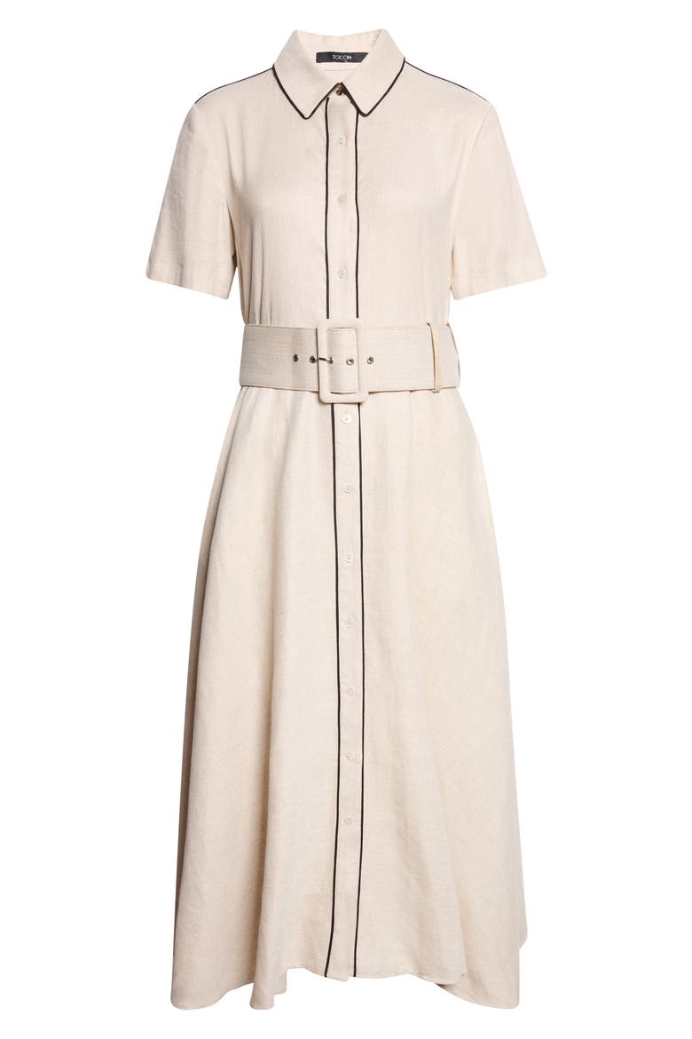 Jean Linen Blend Shirtdress, Alternate, color, DESERT/ JET