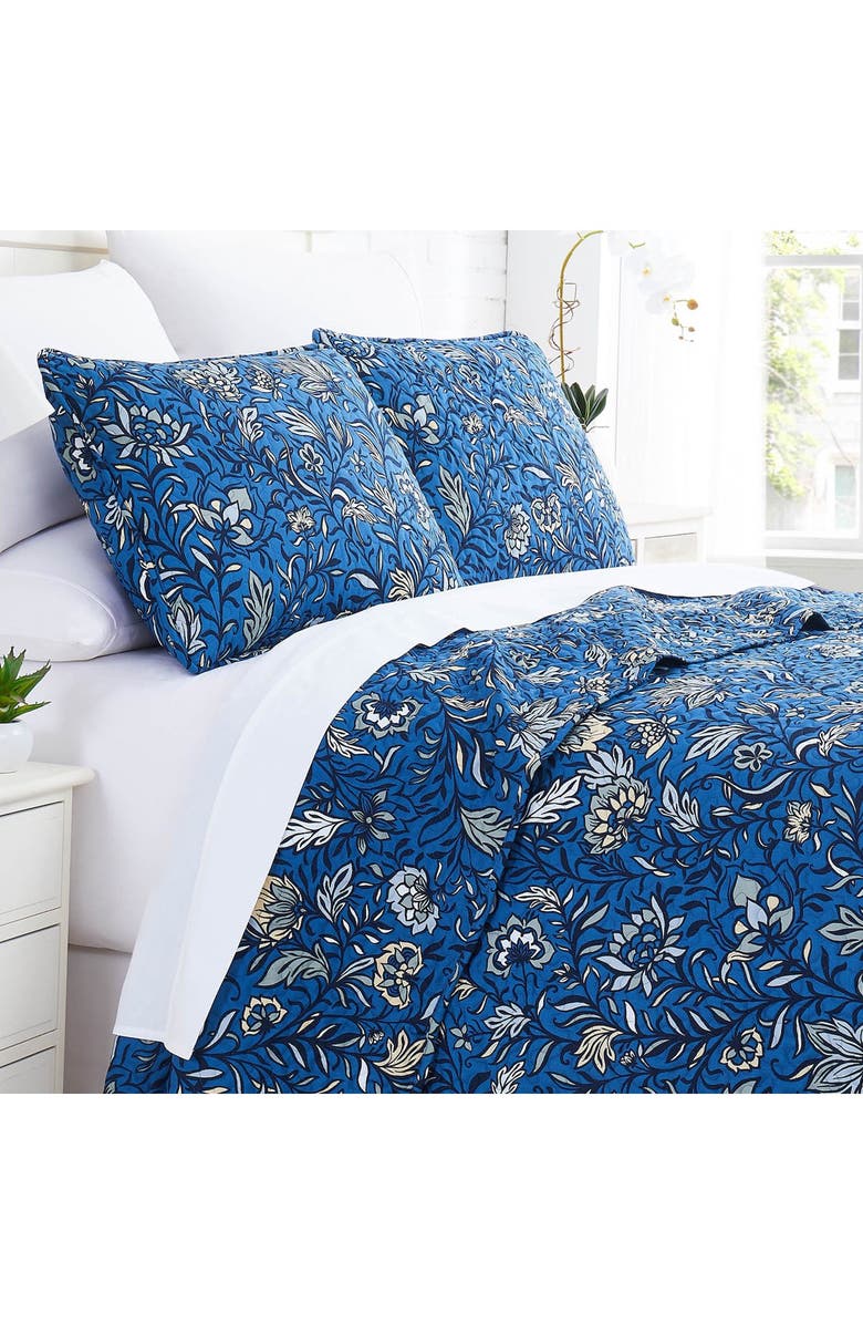 SOUTHSHORE FINE LINENS Blooming Blossoms Oversized Quilt Cover Set, Alternate, color, Blue