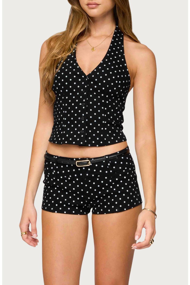 Bobbie Polka Dot Halter Top, Alternate, color, BLACK-AND-WHITE