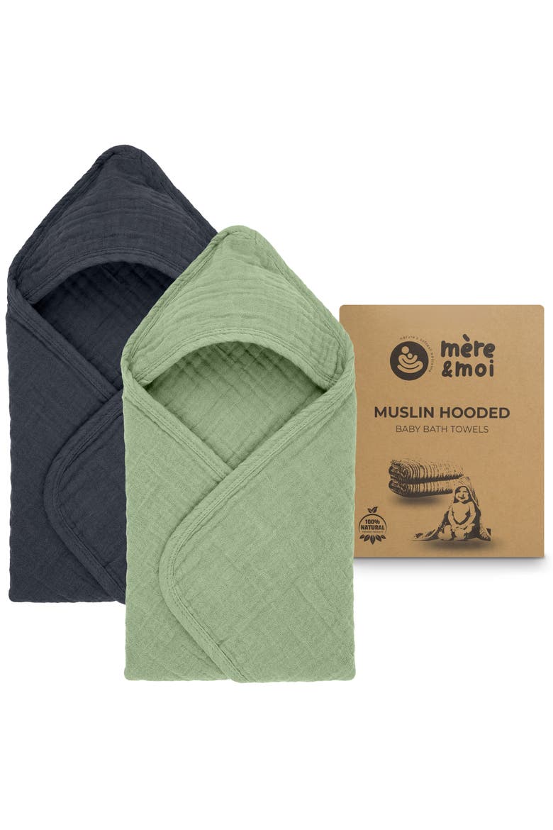 Muslin Hooded Baby Bath Towel, Main, color, Multicolored