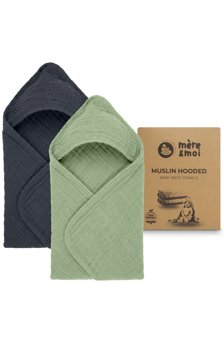 Mère & Moi Muslin Hooded Baby Bath Towel, Main, color, Multicolored