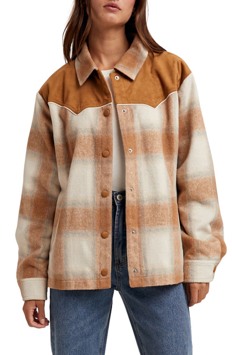 WISHLIST Brushed Plaid Western Jacket, Main, color, 