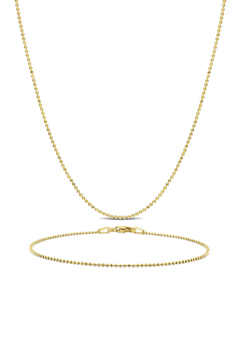 1mm Ball Chain Necklace & Bracelet Set, Main, color, YELLOW GOLD