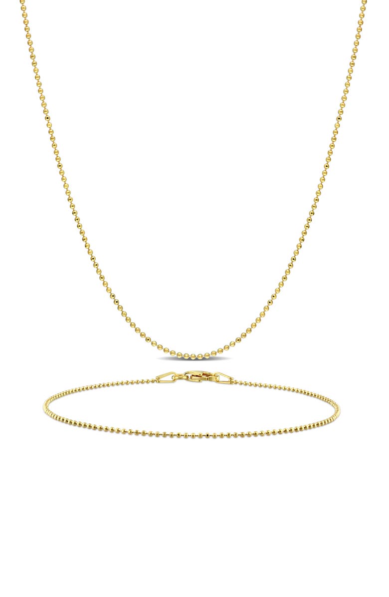 DELMAR 1mm Ball Chain Necklace & Bracelet Set, Main, color, 