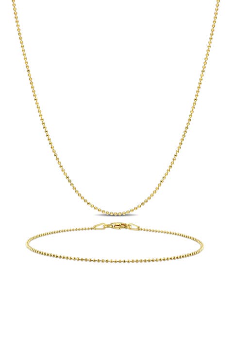 1mm Ball Chain Necklace & Bracelet Set