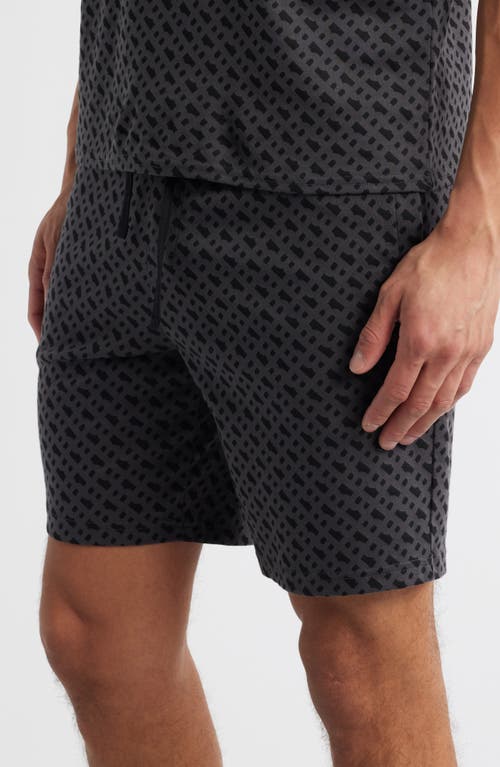 Hugo Boss Interlock-cotton Pajama Shorts With Monogram Print In Black Multi