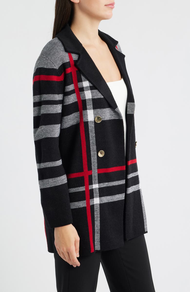 KASPER Double Breasted Coatigan, Alternate, color, Black Multi