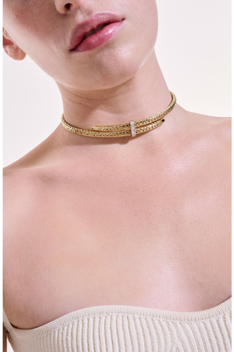 Spear Coil Choker, Diamonds, Alternate, color, 14K YELLOW GOLD