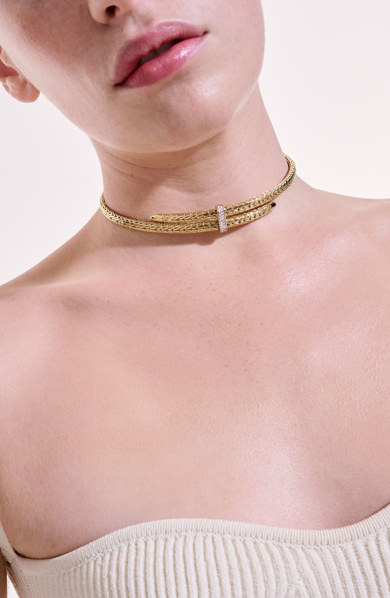 John Hardy Spear Coil Choker, Diamonds, Alternate, color, 14K Yellow Gold