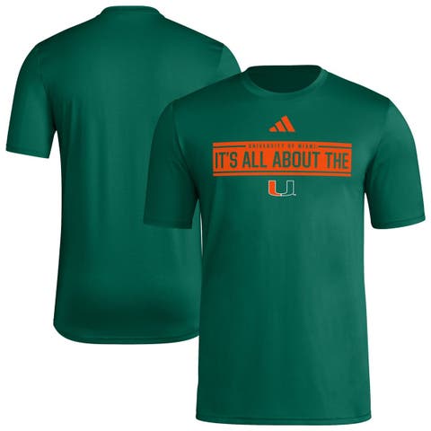Men's adidas  Green Miami Hurricanes Locker Slogan Pre-Game T-Shirt