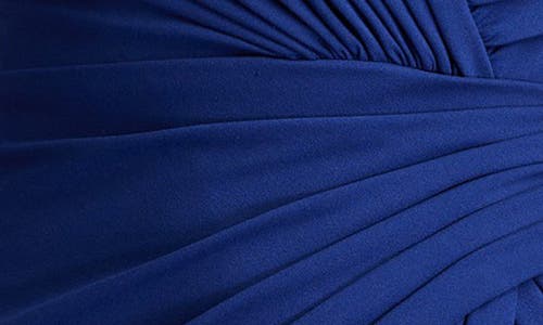 Tadashi Shoji Pleated Crepe Trumpet Gown In Blue