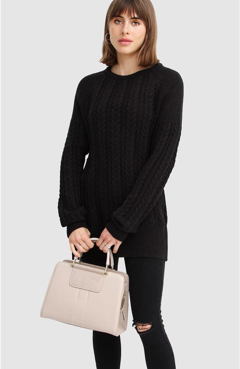 Belle & Bloom At Last Cable Knit Jumper with Slit, Alternate, color, Black