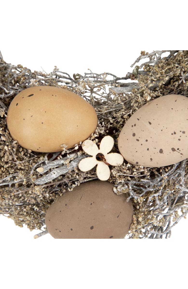 Northlight Neutral Earth Tones Small Speckled Egg Easter Twig Artificial Wreath - 12", Alternate, color, Brown