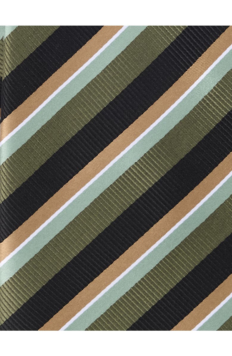 Oak Hill by DXL Big & Tall Traditional Striped Tie, Alternate, color, Olive