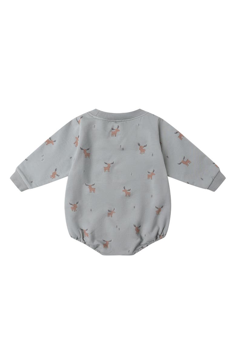 QUINCY MAE Moose Print Stretch Cotton Bodysuit, Alternate, color, Blue