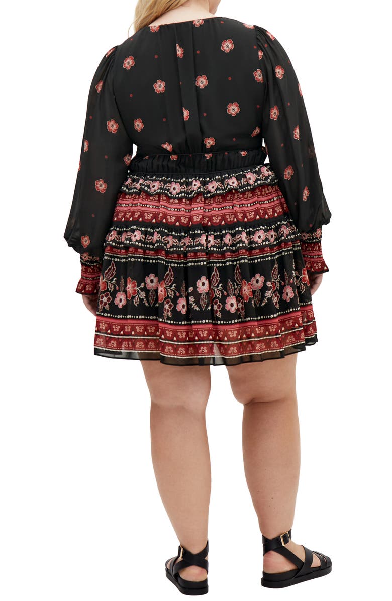 City Chic Ophelia Floral Print Long Sleeve Dress, Alternate, color, Border Print