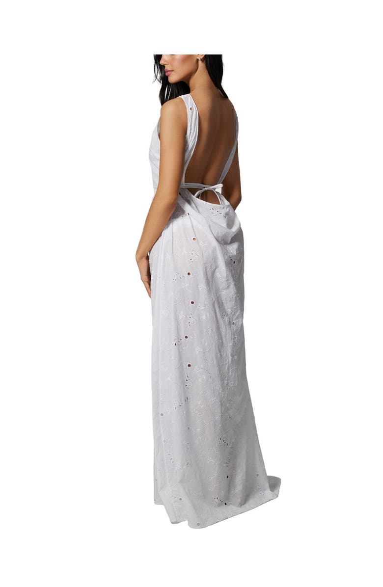 Kiki de Montparnasse Simone Cotton Eyelet Long Dress, Alternate, color, Ivory