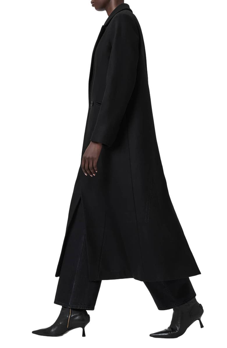 AllSaints Nellie Double Breasted Wool Blend Coat, Alternate, color, Black