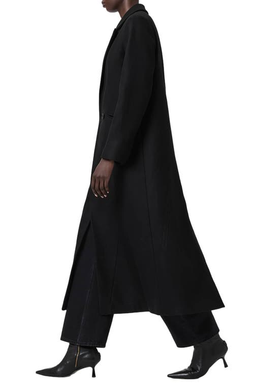 Allsaints Nellie Double Breasted Wool Blend Coat In Black