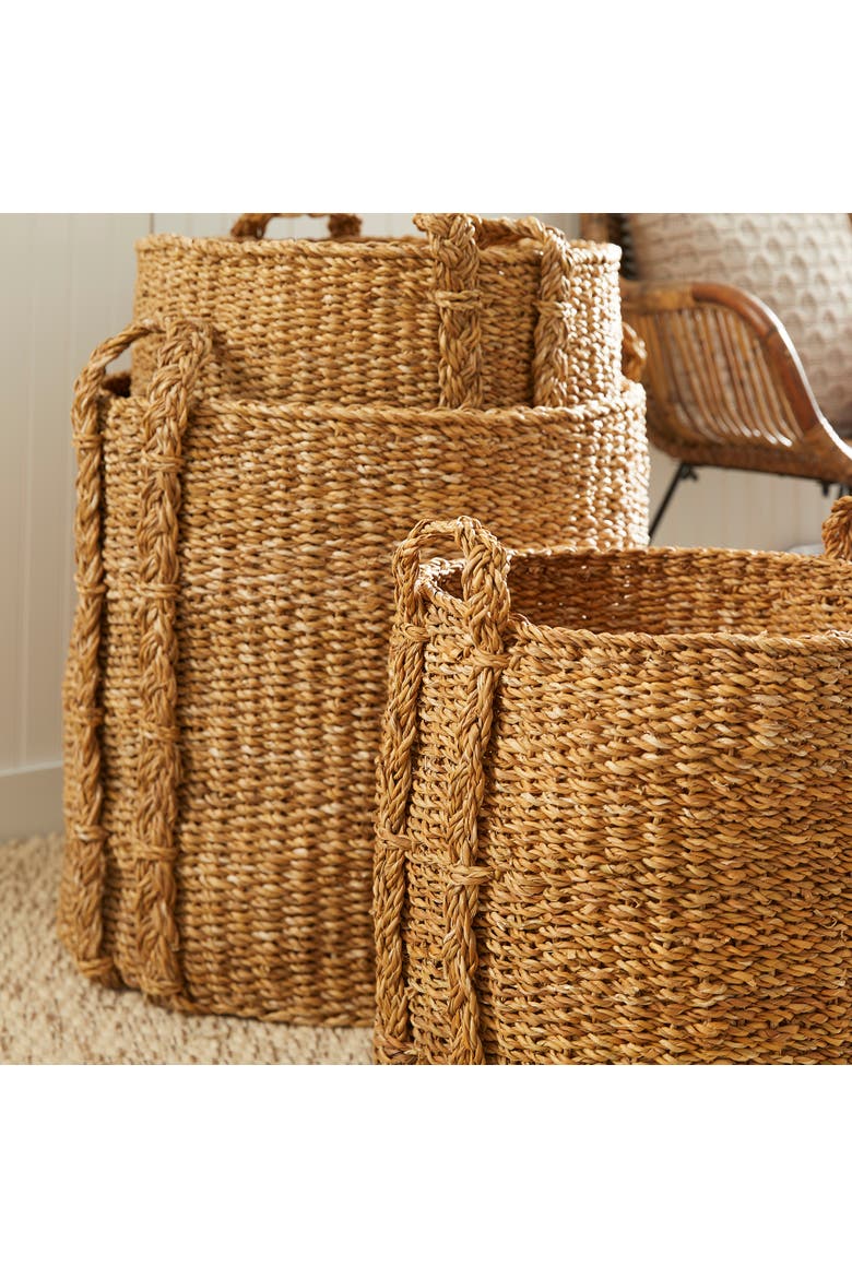 Seagrass Round Baskets Large Set of 3, Alternate, color, Beige